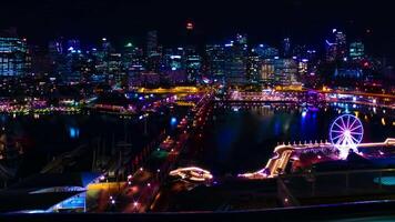 een nacht timelapse van panoramisch baaigebied Bij kokkel baai in Sydney hoog hoek breed schot pannen video