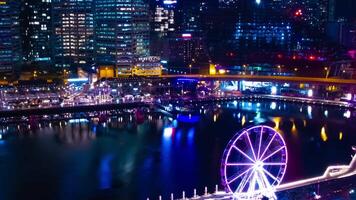 une nuit laps de temps de baie zone à coque baie dans Sydney haute angle large coup panoramique video