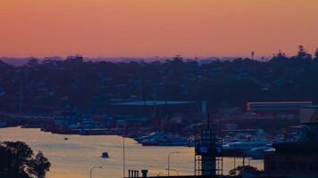 A sunset tmelapse near the riverside high angle long shot panning video