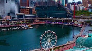A timelapse of bay area at Darling harbour in Sydney high angle video