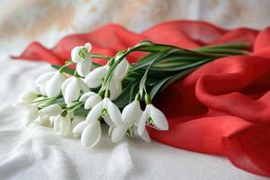 AI generated bouquet of flower snowdrop photo