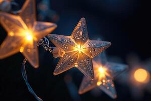 AI generated fairy light stars Christmas photo