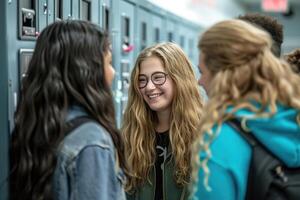 AI generated group of female student in high school photo