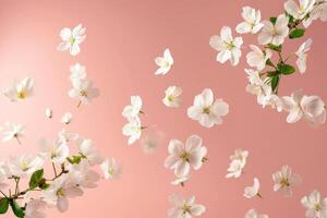 AI generated beautiful image of spring white cherry flower photo