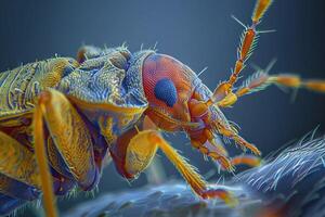 ai generado un coloreado microscópico imagen de un ácaro. foto