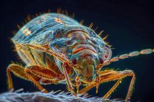 AI generated A colorized microscopic image of a bedbug. photo