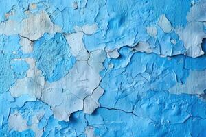 AI generated Blue stucco wall texture with copy space. photo