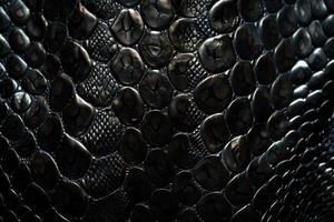 AI generated Dark snake skin texture for background pattern. photo