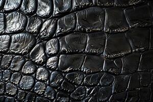 ai generado antecedentes textura negro cuero reptiles foto