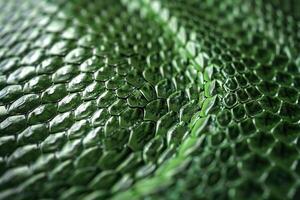 AI generated Green luxury snake skin texture for background. photo