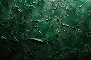 AI generated Dark green artistic plaster wall texture with abstract pattern. photo