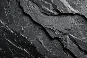 AI generated Dark grey black slate background or texture. photo