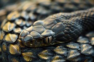 AI generated Detail of a real skin of a snake with scales pattern photo