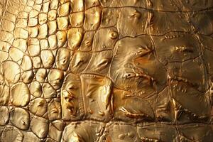 AI generated skin texture  Gold Freshwater crocodile bone skin texture background. photo