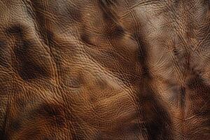 AI generated Vintage cow skin leather texture background design. photo