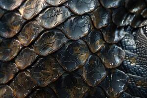 AI generated Snake skin and reptile patterns in fashion trends. photo