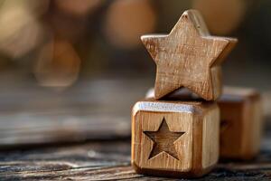 AI generated Exclusive VIP Personalized Wooden Cube Blocks with Star Icon photo