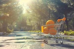 AI generated Special offer with an orange shopping cart  Special offer photo