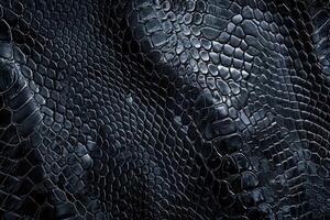AI generated black snakeskin pattern texture background photo