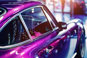 AI generated Exclusive purple car windshield inscription for global buyers. photo