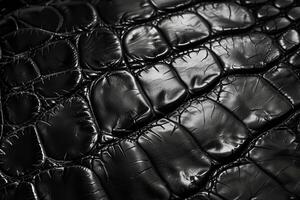 AI generated leather texture black background crocodile leather photo