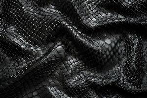 AI generated leather texture black background snake leather photo