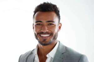 ai generado retrato de un contento árabe empresario birracial empresario aislado en blanco empresario foto