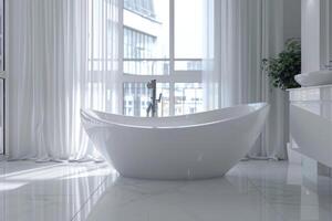 ai generado blanco moderno baño alto resolución foto