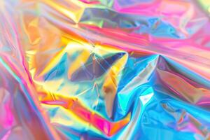 AI generated Abstract blur holographic rainbow foil iridescent background photo