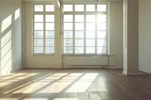 AI generated Empty room with sunlight. photo