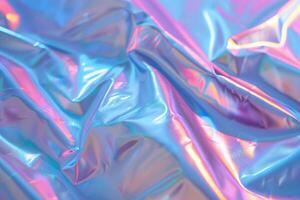 AI generated Iridescent holographic foil texture with pastel colors. photo