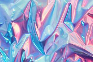 AI generated Iridescent holographic foil texture with pastel colors. photo