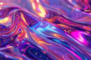 AI generated Holographic and iridescent texture with vibrant neon colors photo