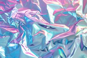 AI generated Iridescent holographic foil background with pastel colors gradient texture. photo