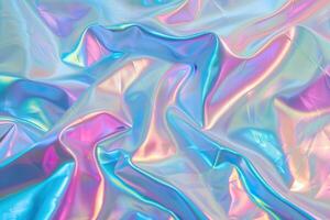 AI generated Iridescent holographic foil background with pastel colors gradient texture. photo
