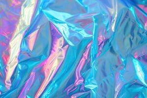 AI generated Iridescent holographic foil background with pastel colors gradient texture. photo