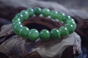 AI generated One pair of green jade bracelet  jade photo