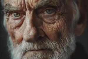 AI generated Old senior man closeup serious expression portrait photo