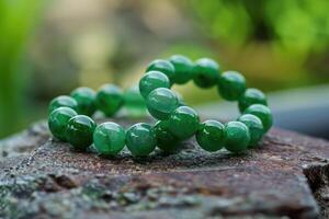 AI generated One pair of green jade bracelet  jade photo