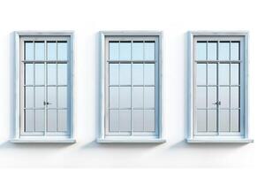 AI generated Real vintage house window frame set collection isolated on white background photo