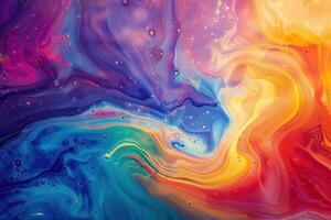 AI generated Rainbow colors in soap bubble art and oil mix background. photo