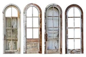 AI generated Real vintage house window frame set collection isolated on white background photo