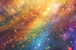 AI generated Soft rainbow light flares and glitters background or overlay photo