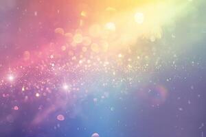 AI generated Soft rainbow light flares and glitters background or overlay photo