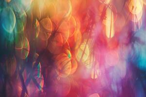 AI generated Vintage holographic abstract background with multicolored overlay for retro look. photo