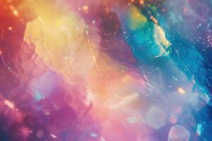 AI generated Vintage holographic abstract background with multicolored overlay for retro look. photo