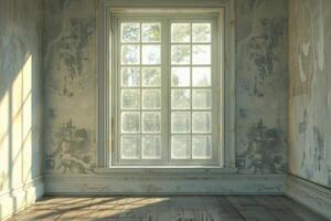 AI generated Vintage blank window inside room. 3d illustration photo