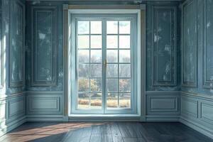 AI generated Vintage blank window inside room. 3d illustration photo