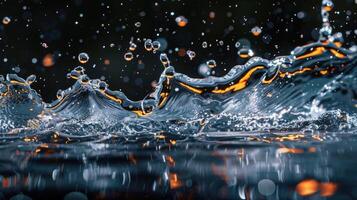 AI generated water splash  High resolution water splashes collection  isolated on black background photo