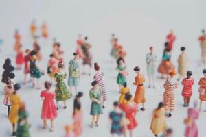 AI generated Miniature people women on white background photo